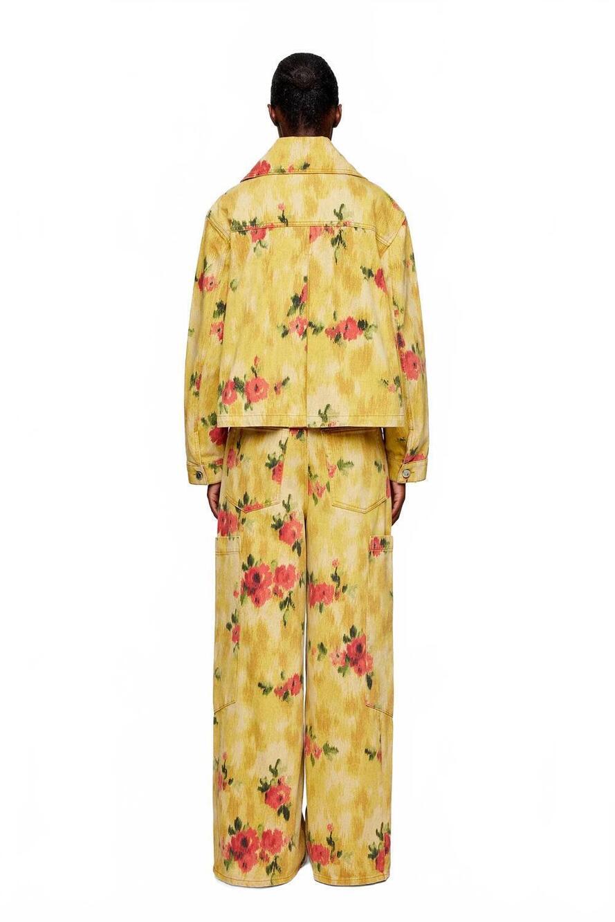 NEW GANNI print denim jacket in vibrant yellow - Picture 3 of 5
